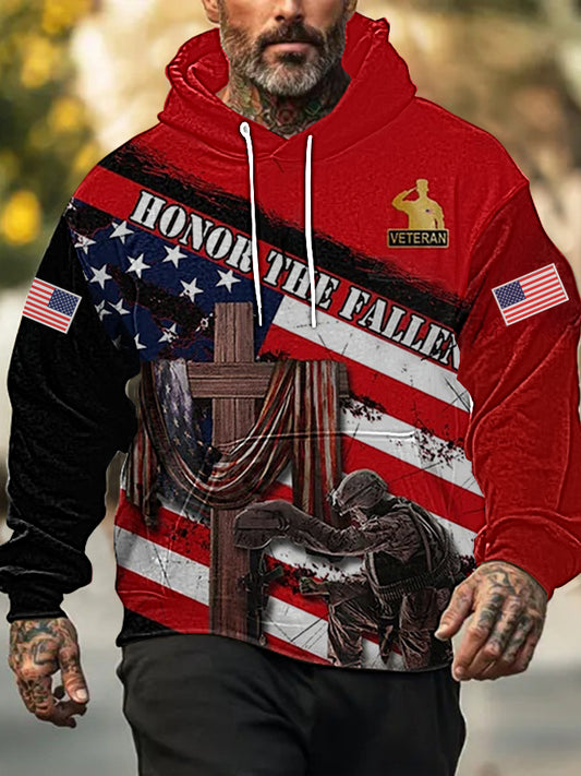 Men's American Flag Veterans Day Printed Hoodie