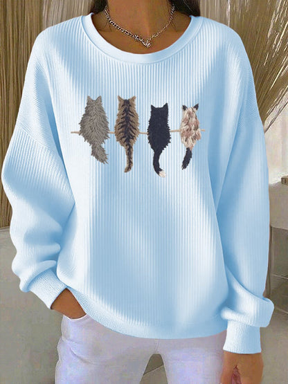 Women's Cat's silhouette Printed Hooded Sweatshirt
