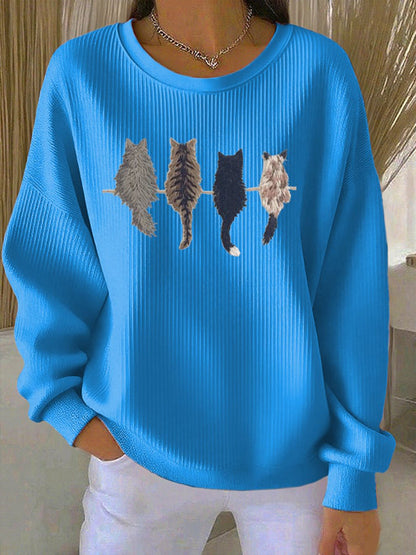 Women's Cat's silhouette Printed Hooded Sweatshirt