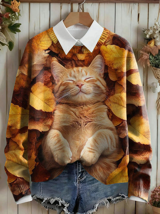 Women's Cozy Season Cat Print Sweater