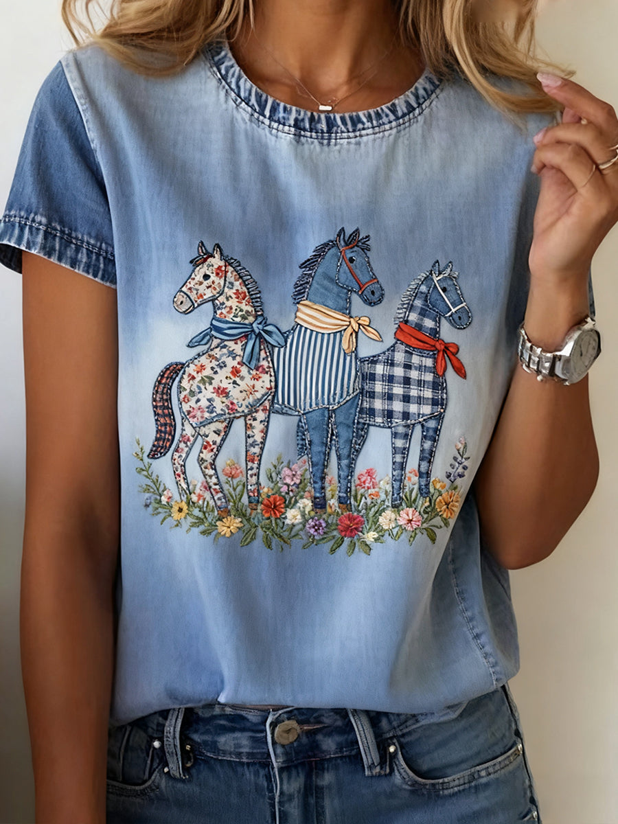 Women's Vintage Art Animal Print Comfortable T-Shirt