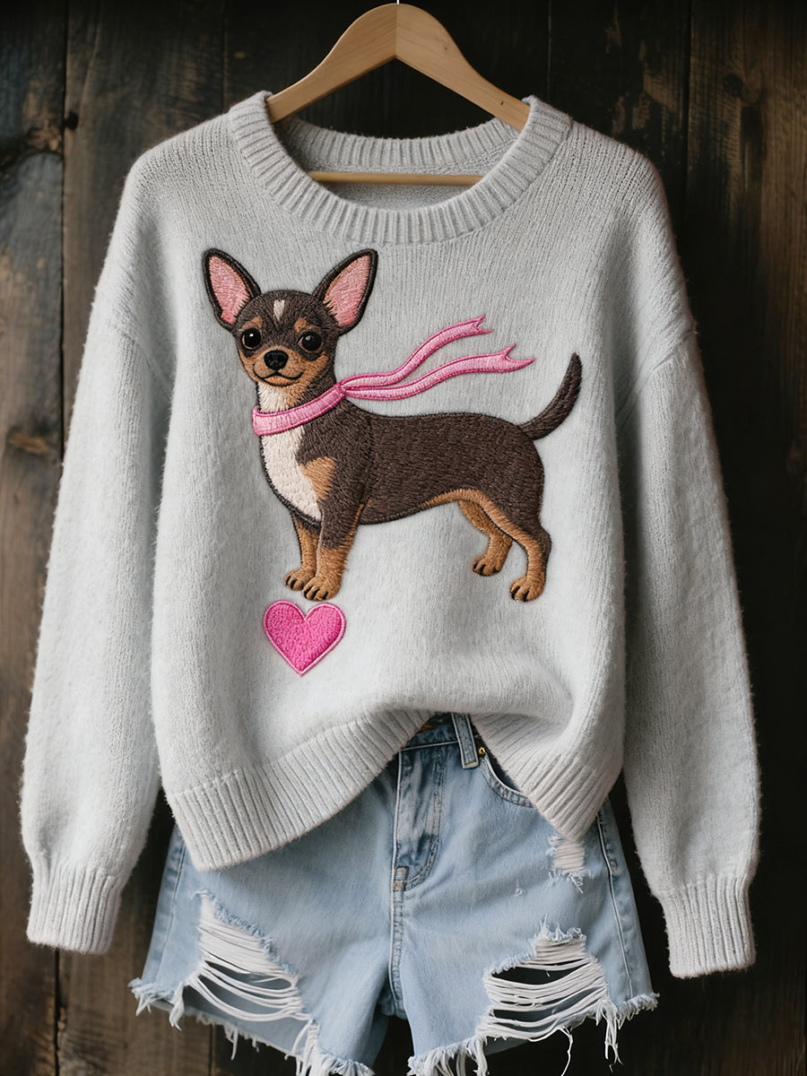 Women's Vintage Art Animal Print Cozy Knit Sweater