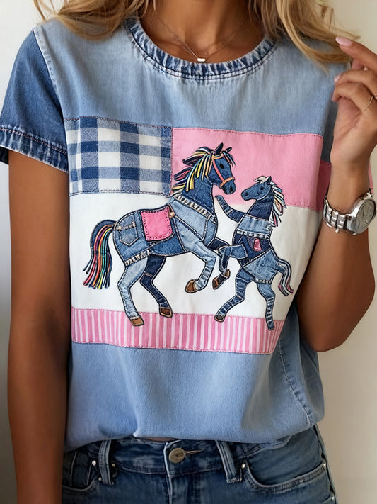 Women's Vintage Art Animal Print Comfortable T-Shirt