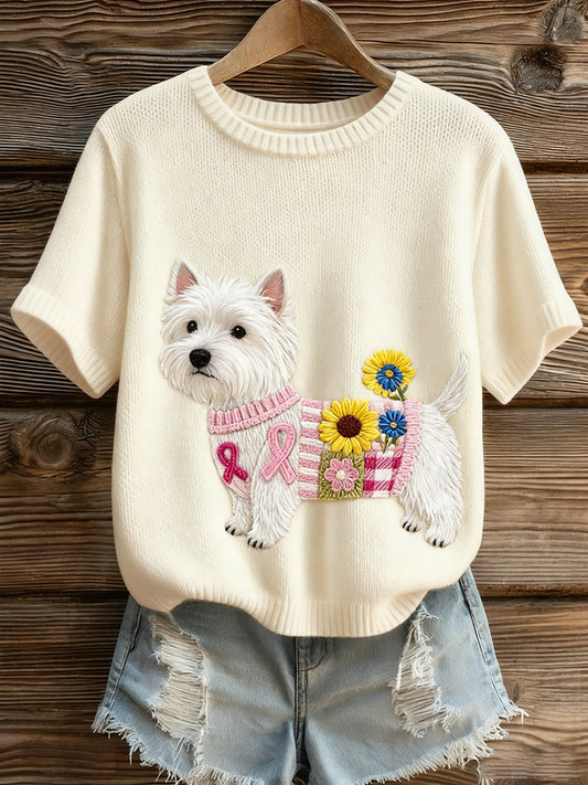 Women's Artistic Animal Print Comfortable Knit Short Sleeve Top