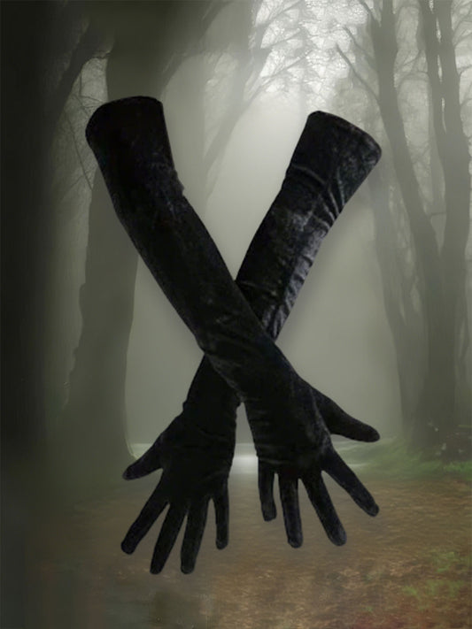 Women's Halloween velvet gloves (pair)
