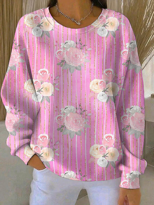 Women's Breast Cancer Pink Print Casual Sweatshirt