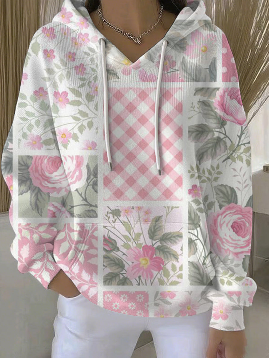 Women's Breast Cancer Pink Print Casual Hoodie