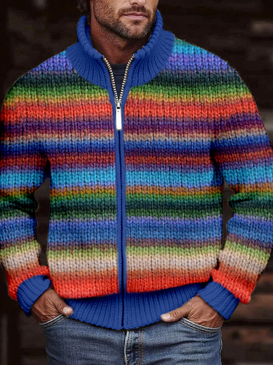 Men's Multicolor Striped Cozy Knit Cardigan