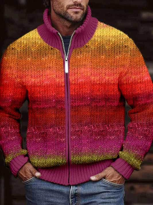 Men's Vintage Contrast Color Cozy Knit Cardigan