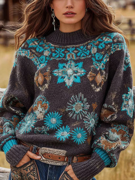 Women's Vintage Western Crew Neck Sweatshirt