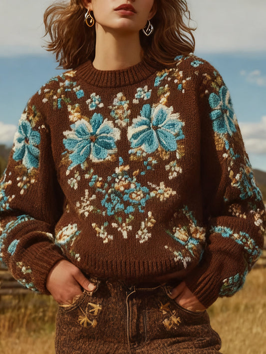 Women's Vintage Western Crew Neck Sweatshirt