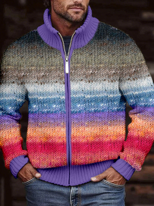 Men's Vintage Contrast Color Cozy Knit Cardigan