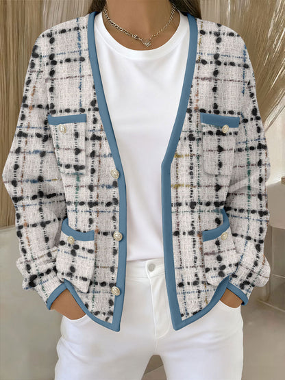 Women's Pink Geometric Print Pocket Cardigans