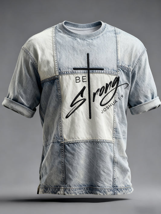 Men's Faith Cross Be Strong Short Sleeve T-shirt