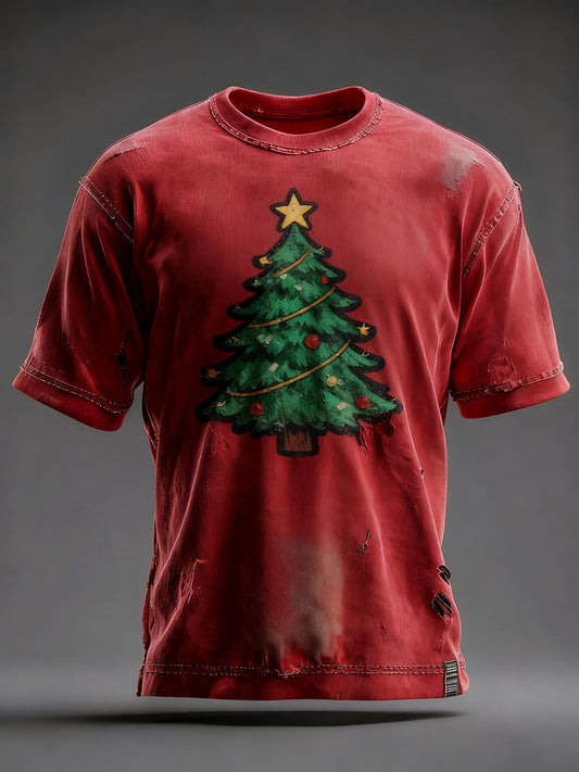 Men's Christmas Tree Print Casual T-shirt