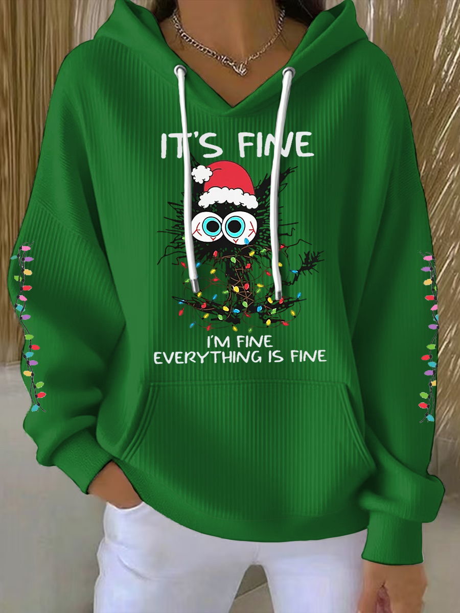 Women's Christmas cat print Hoodie