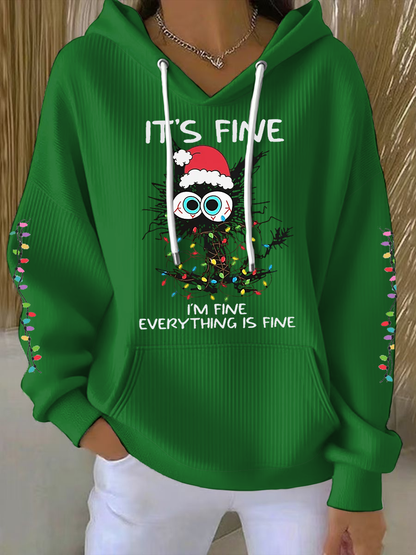 Women's Christmas cat print Hoodie