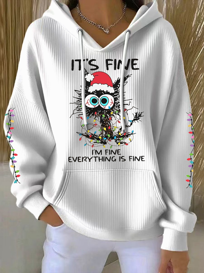 Women's Christmas cat print Hoodie