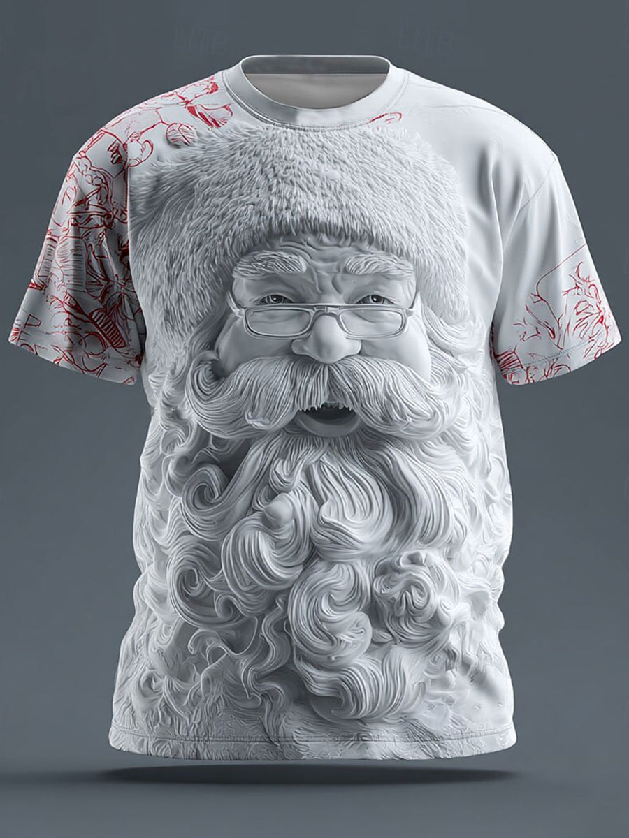 Men's Retro Christmas Santa Claus Printed T-shirt