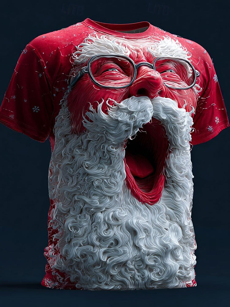 Men's Retro Christmas Santa Claus Printed T-shirt