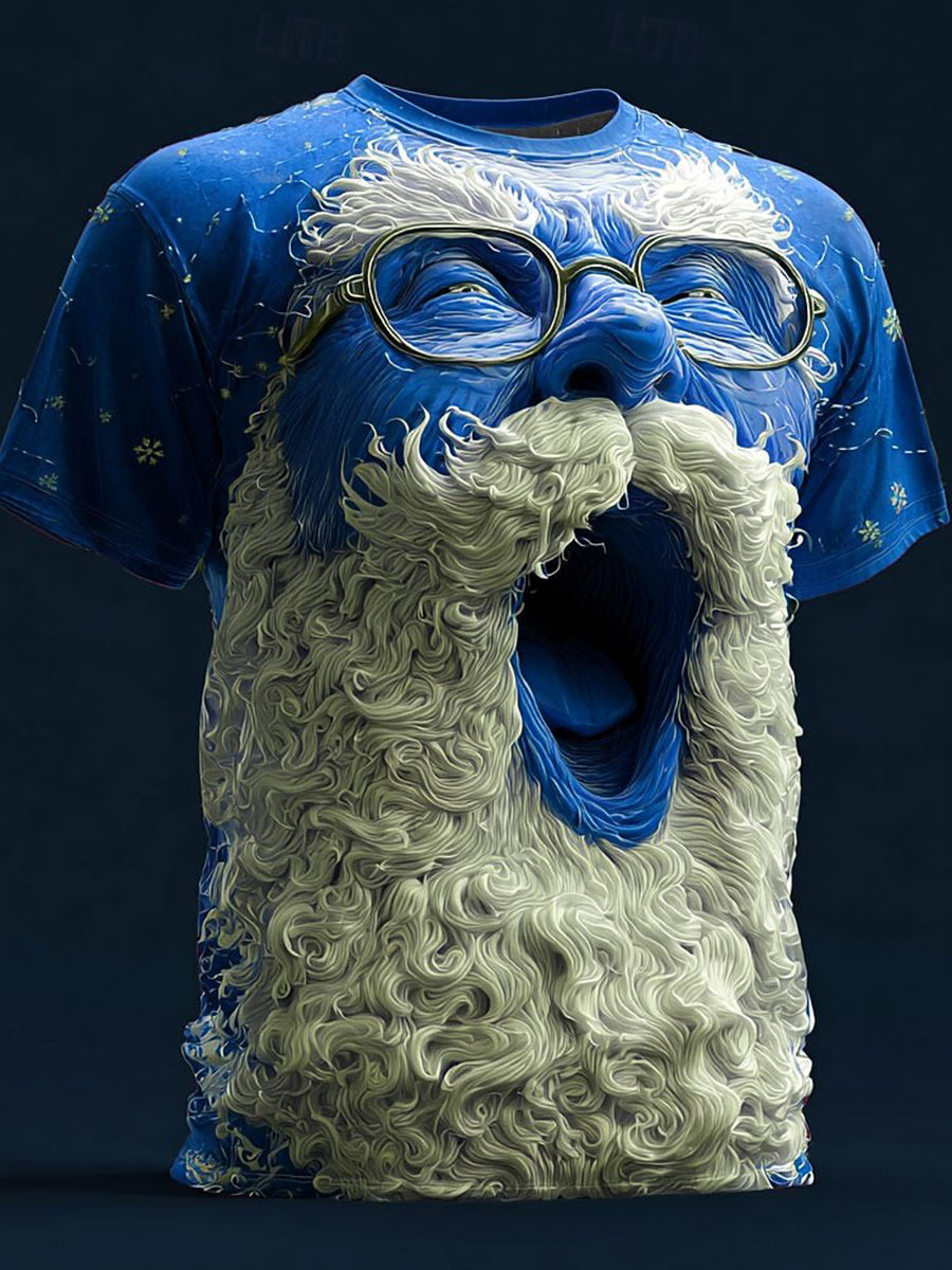 Men's Retro Christmas Santa Claus Printed T-shirt