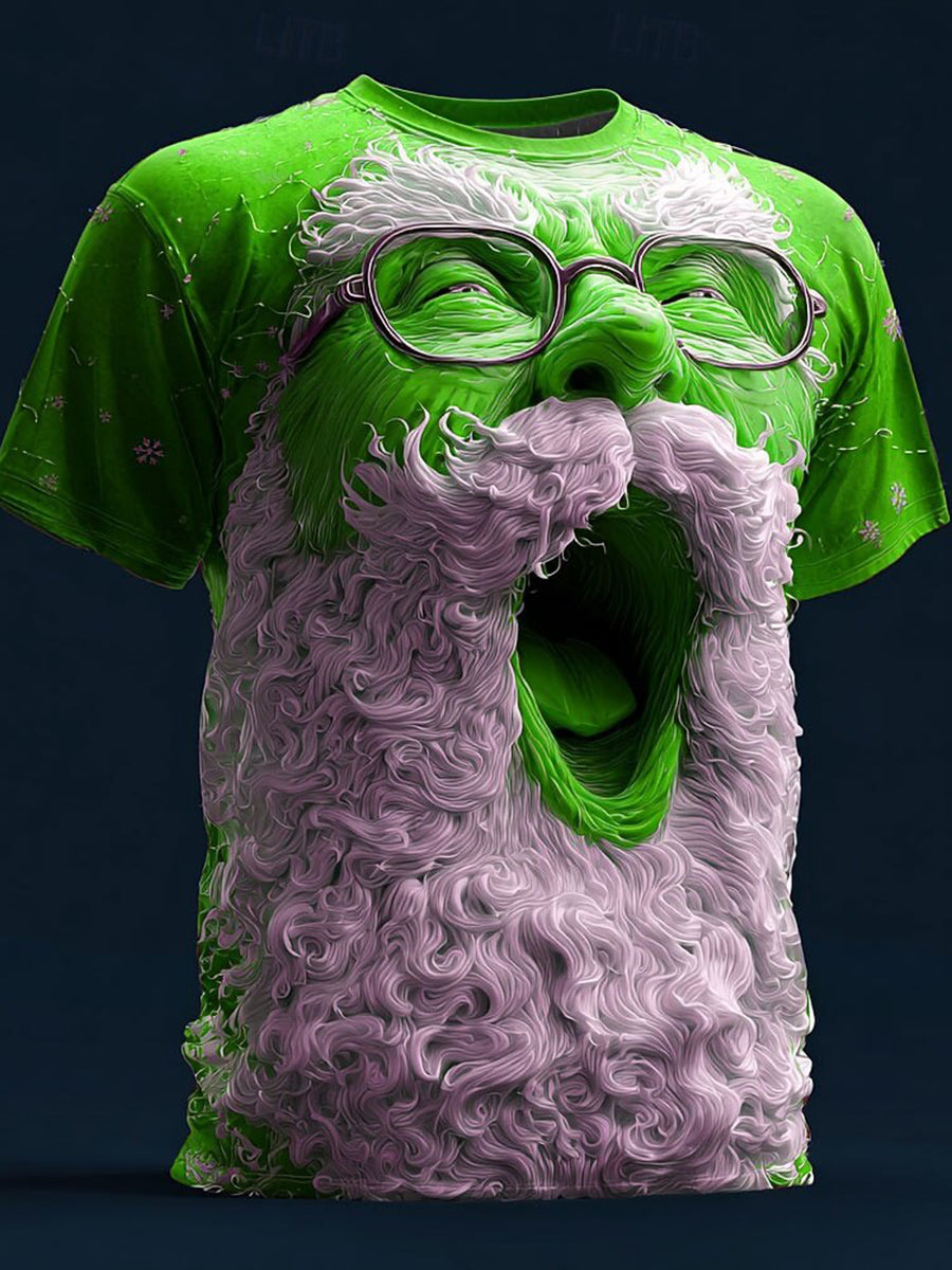 Men's Retro Christmas Santa Claus Printed T-shirt