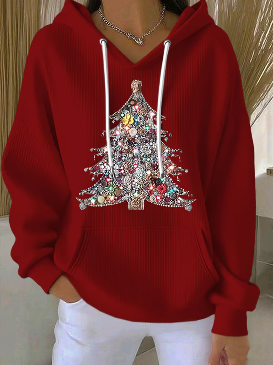 Women's Christmas tree print Hoodie