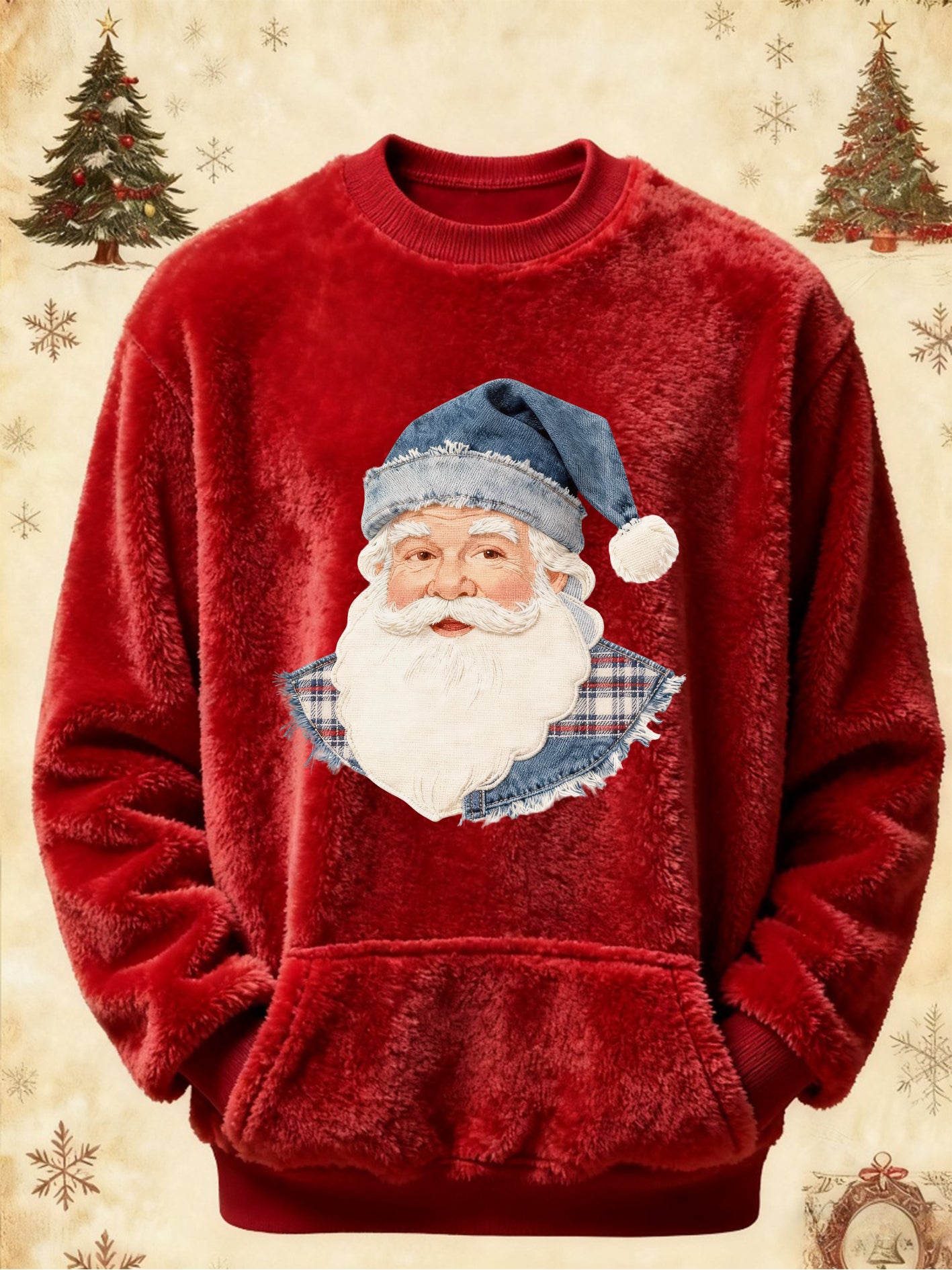 Women's Vintage Christmas Santa Claus Printed Sweatshirt