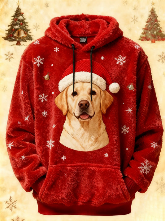 Women's Vintage Christmas Dog Printed Hoodie
