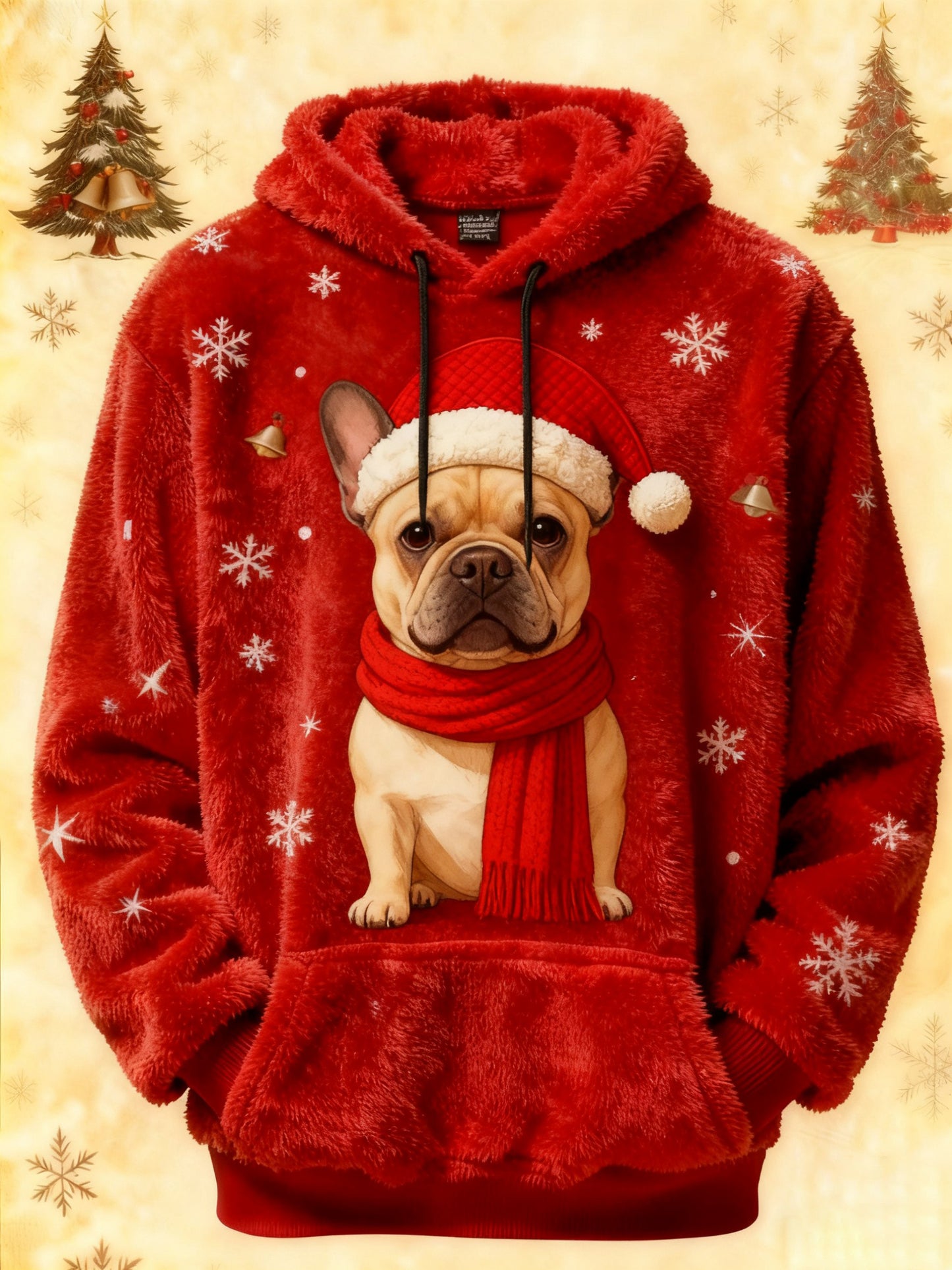 Women's Vintage Christmas Dog Printed Hoodie
