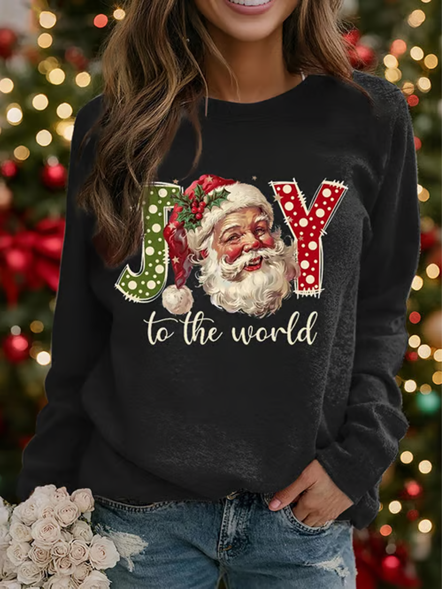 Women's Santa Claus Print raglan sleeve sweatshirt