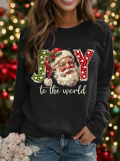Women's Santa Claus Print raglan sleeve sweatshirt