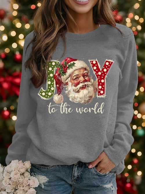 Women's Santa Claus Print raglan sleeve sweatshirt