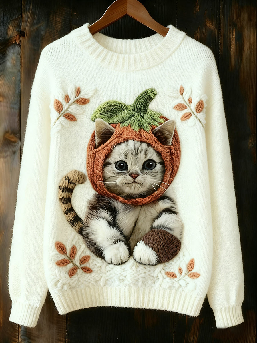 Women's Cute Winter Cat Art  Sweatshirt
