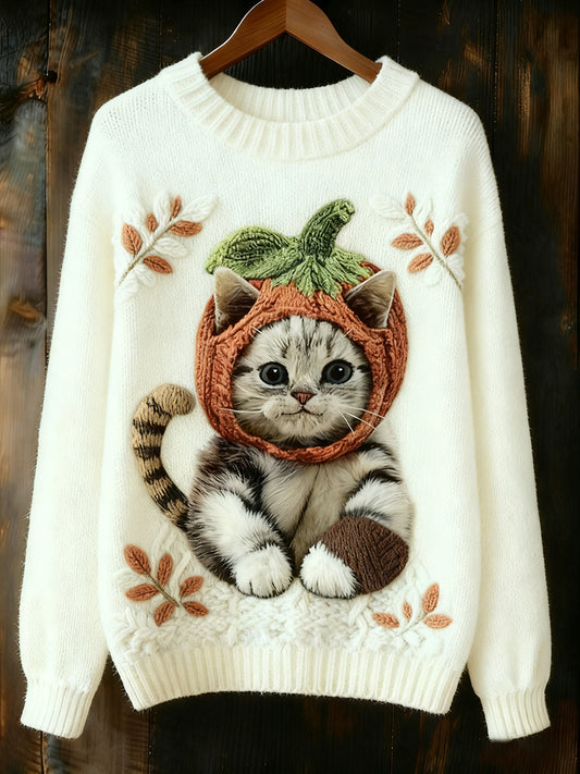Women's Cute Winter Cat Art  Sweatshirt