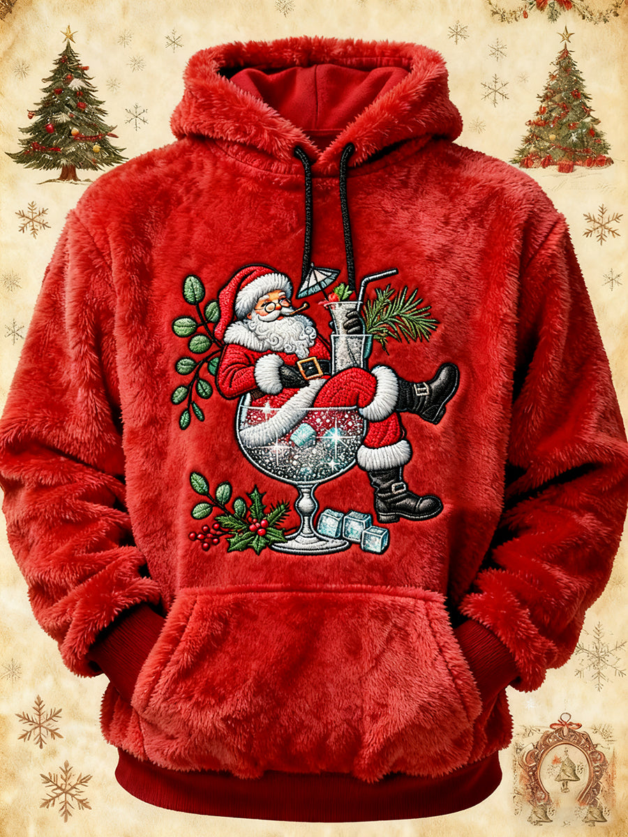 Men's Santa Claus Art Flannel Hoodie