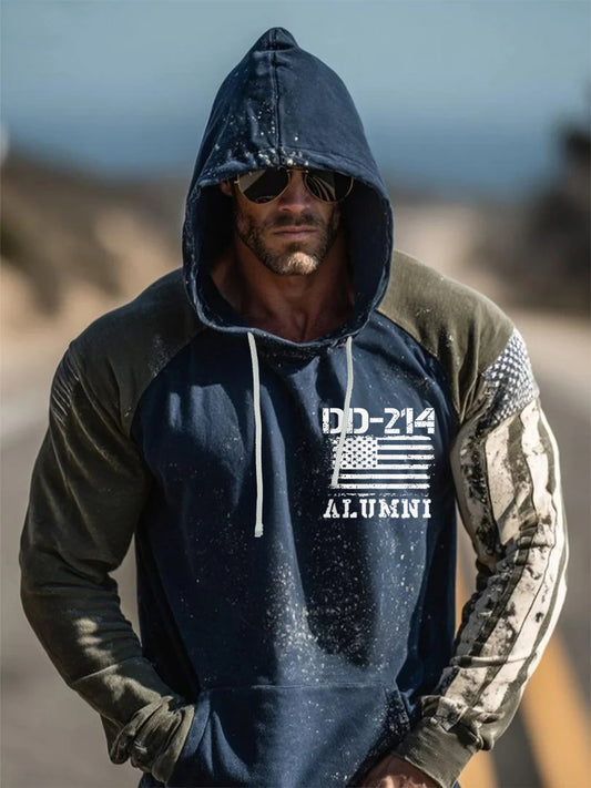 Men‘s Vintage DD-214 Alumni Veteran Print Casual Hoodie
