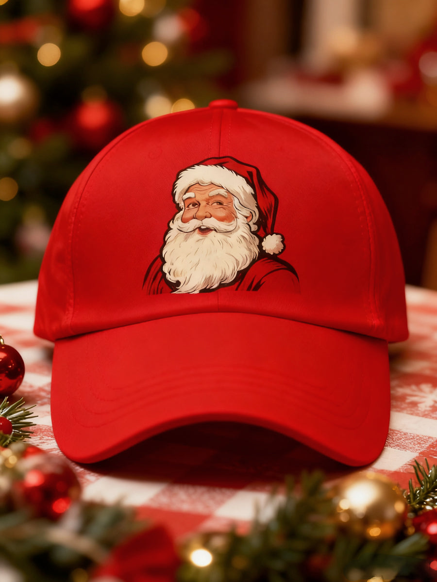Unisex Vintage Santa Claus Christmas Red Plaid Print Hat