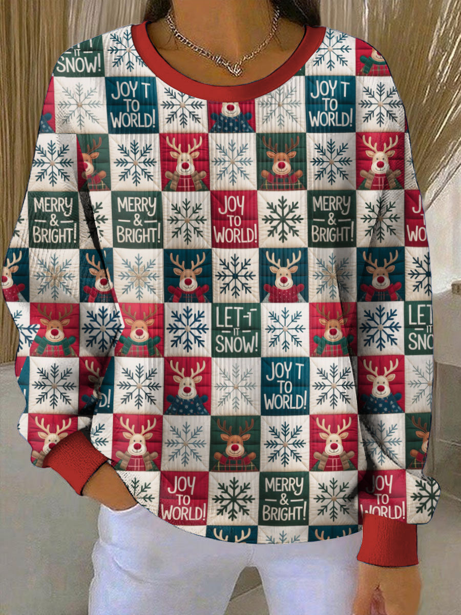 Women's Christmas Printed Round Neck Long Sleeved Sweatshirt