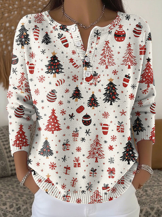 Women‘s Christmas Button Sweater