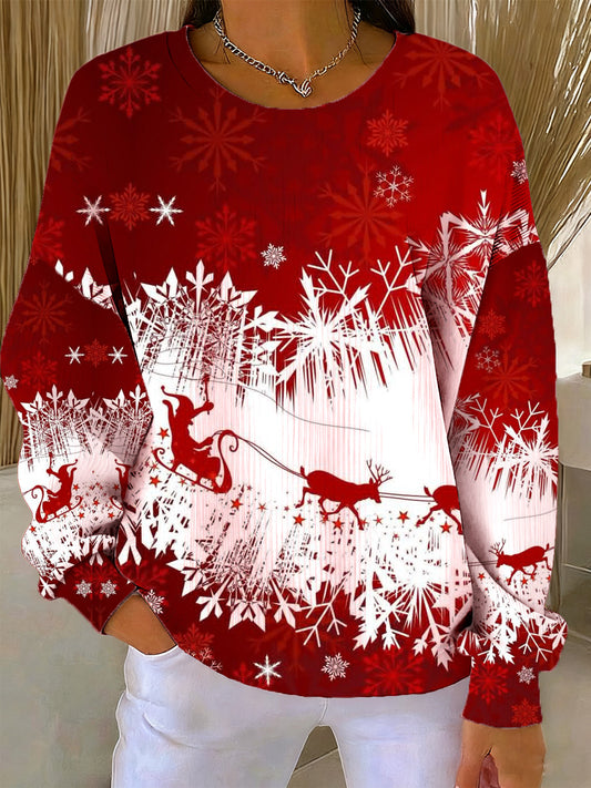 Women's Christmas Art Print Commemorative Sweatshirt