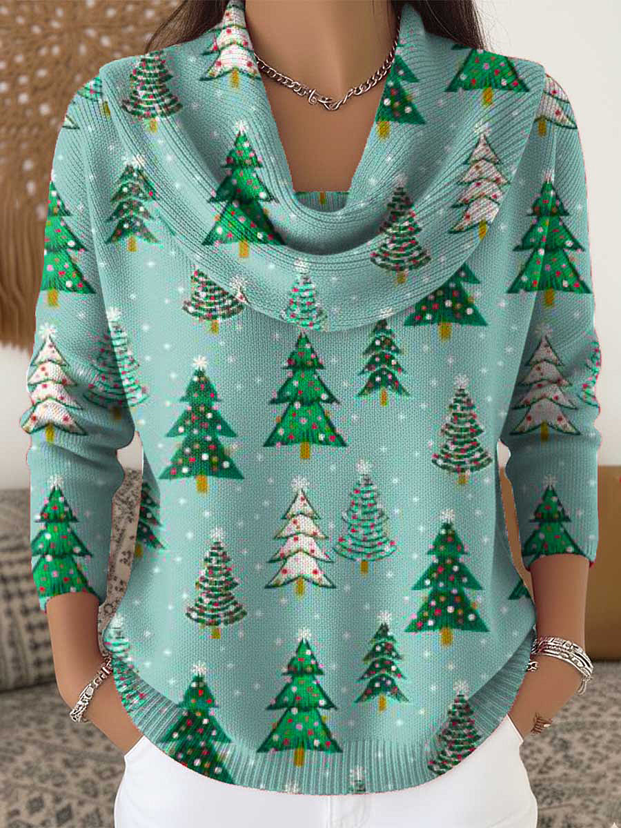Women's Christmas Turtleneck Printed Tops
