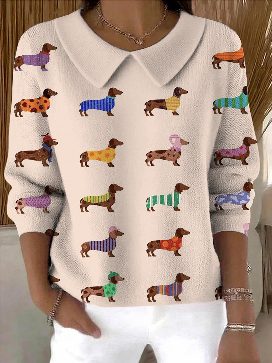 Women's Colorful Animals Printed Soft Sweater Top