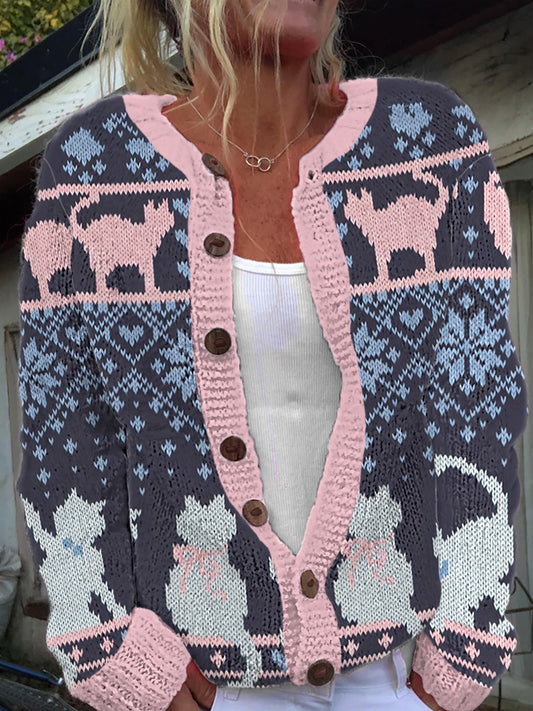 Women's Cute Cats Knit Cardigan