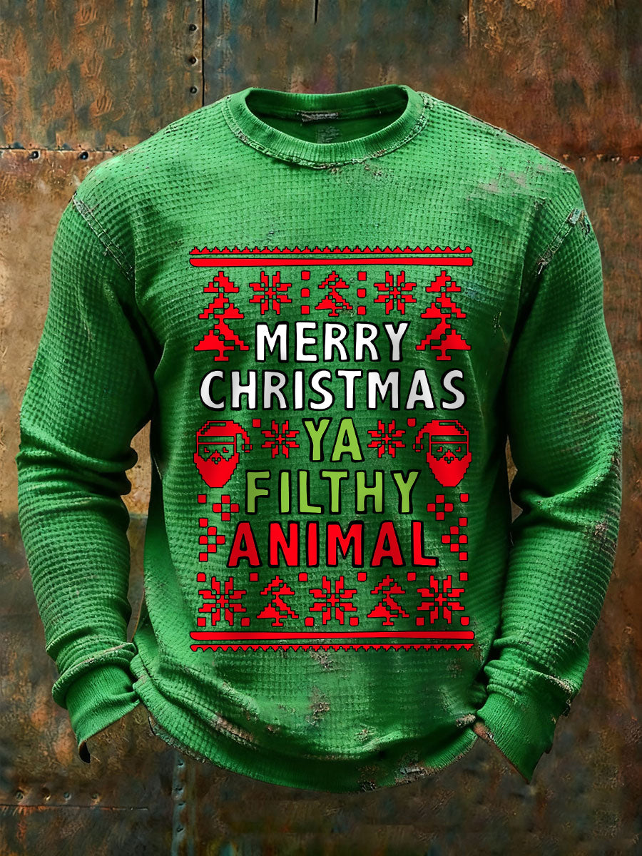 Men's Merry Christmas ya filthy animal long-sleeved T-shirts