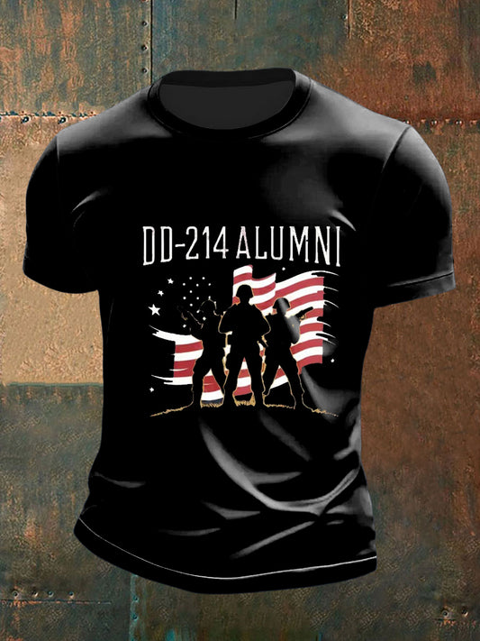 Vintage Veterans' Day DD-214 Alumni Association Printed Casual Short-Sleeved T-Shirt