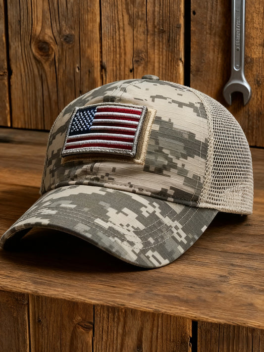 Vintage Veterans' Day Camouflage Casual Print  Hat