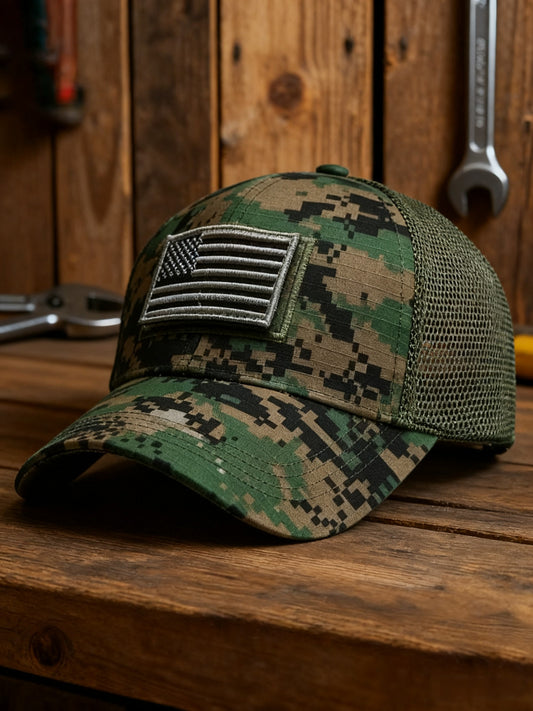 Vintage Veterans' Day Camouflage Casual Print  Hat