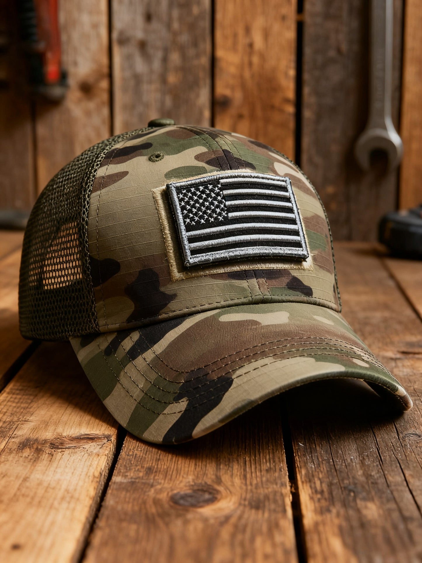 Vintage Veterans' Day Camouflage Casual Print  Hat
