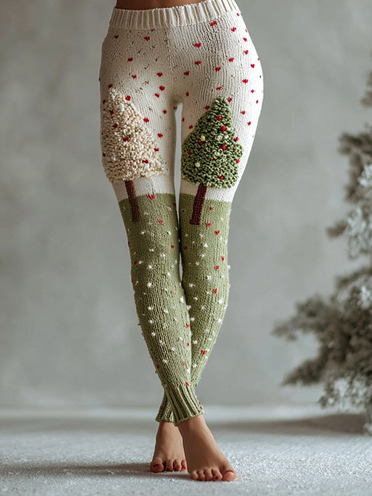Women's Christmas Tree Color-Block Leggings